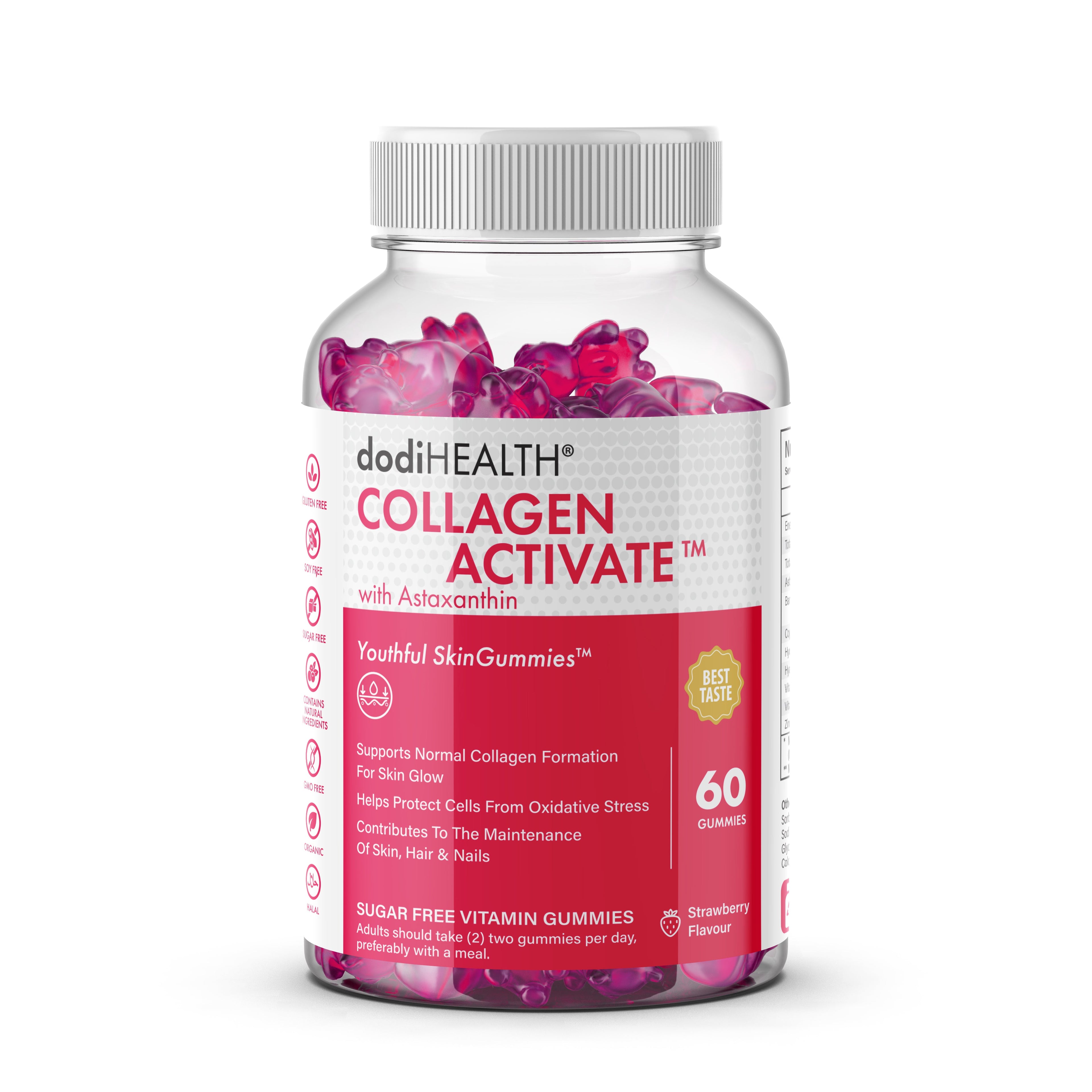 Collagen Gummies with Astaxanthin & Zinc - Sugar-Free, Halal, Skin Support, UK