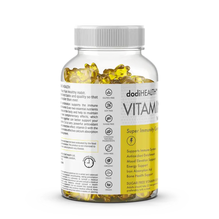 Immunity Gummies with Vitamin C, D3 & K2 - Sugar-Free, Halal, UK
